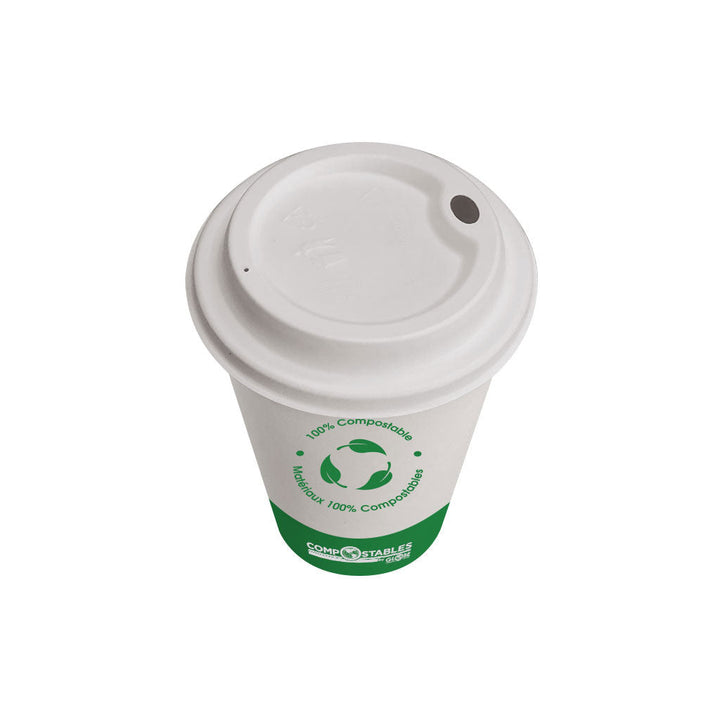 Compostable White Dome Sip Lids for Compostable Plain White Hot Cups- 1000 Lids Per Case  - Sold By The Case