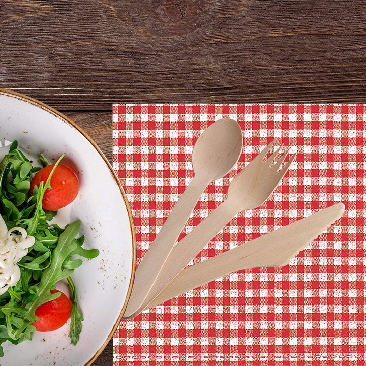 Wood Fork, Knife, Spoon and Napkin in Paper Bag - 500 Cutlery Sets - Sold By The Case