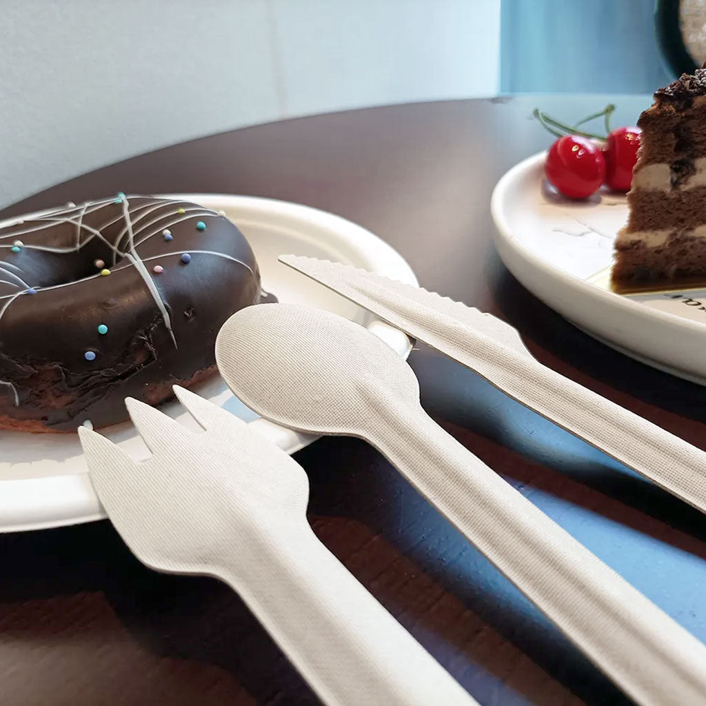 6.25" Bagasse Compostable Spoons or Forks or Knives- 1000 Per Case  - Sold By The Case