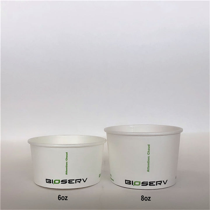 White Bioserv Soup Cup - 6/8/12/16/24/32 oz - 1000cs - Disposable Take Away Food Packaging - Canadian Distribution