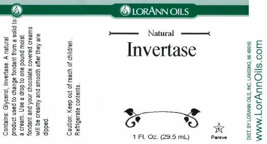 LorAnn Oils Invertase label with product details and branding.