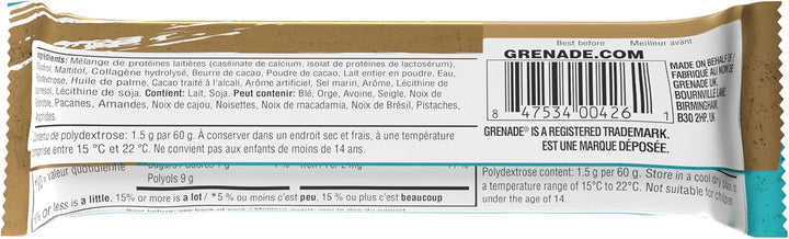 Grenade – Barre protéinée – Caramels salés au chocolat – 12 x 60 g