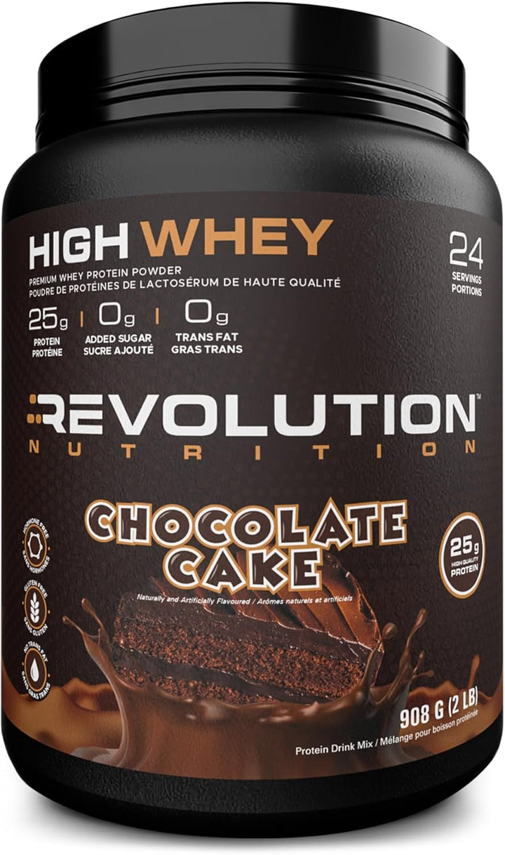 Revolution Nutrition – High Whey Protein Powder – Chocolate Cake – 908 g, 24 Servings