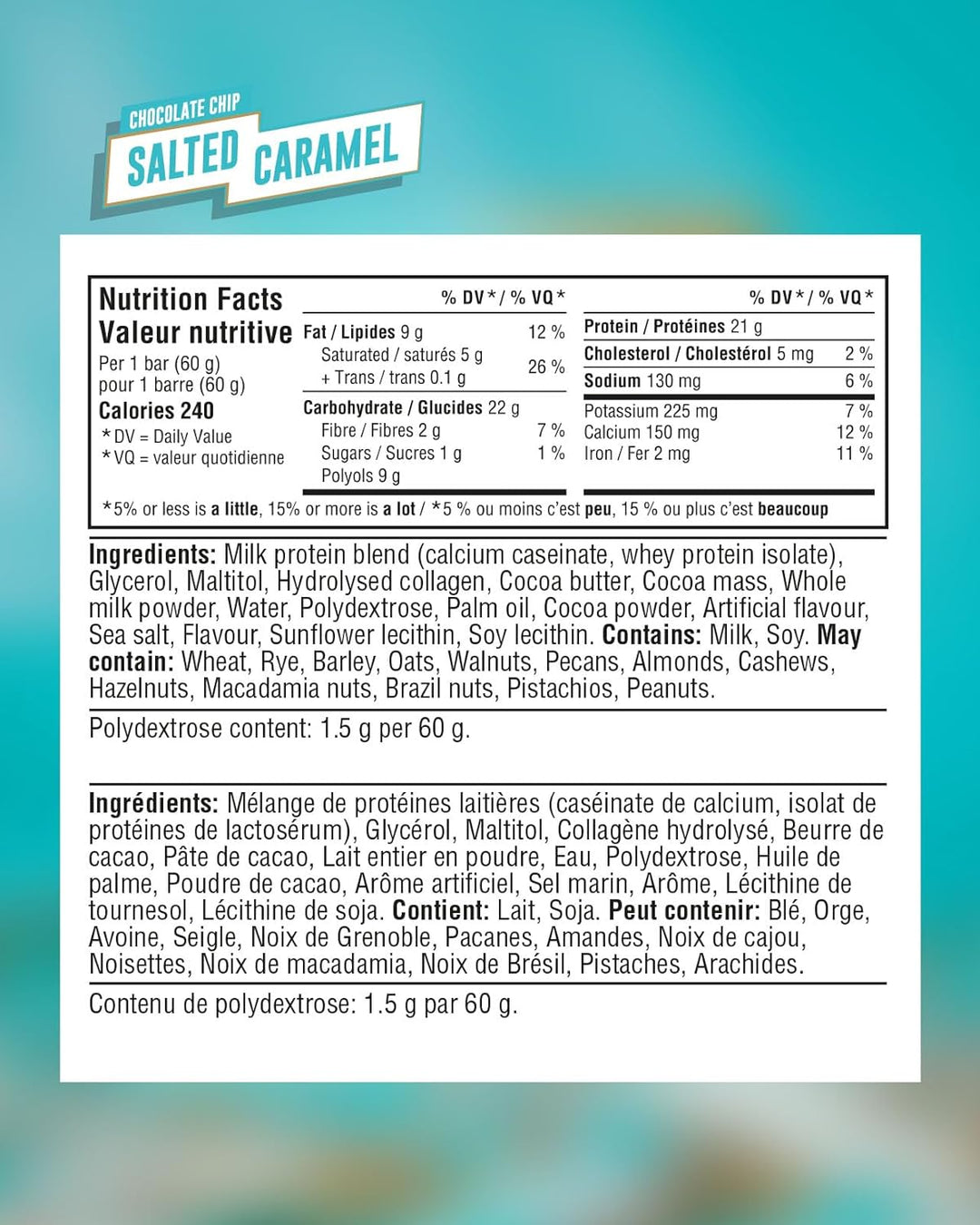 Grenade – Barre protéinée – Caramels salés au chocolat – 12 x 60 g