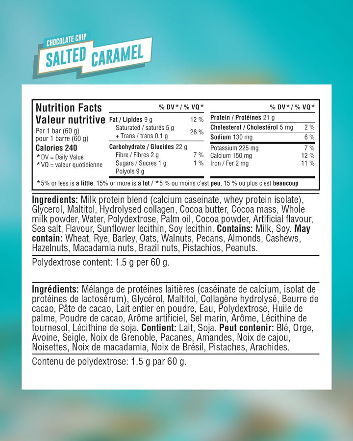 Grenade – Barre protéinée – Caramels salés au chocolat – 12 x 60 g