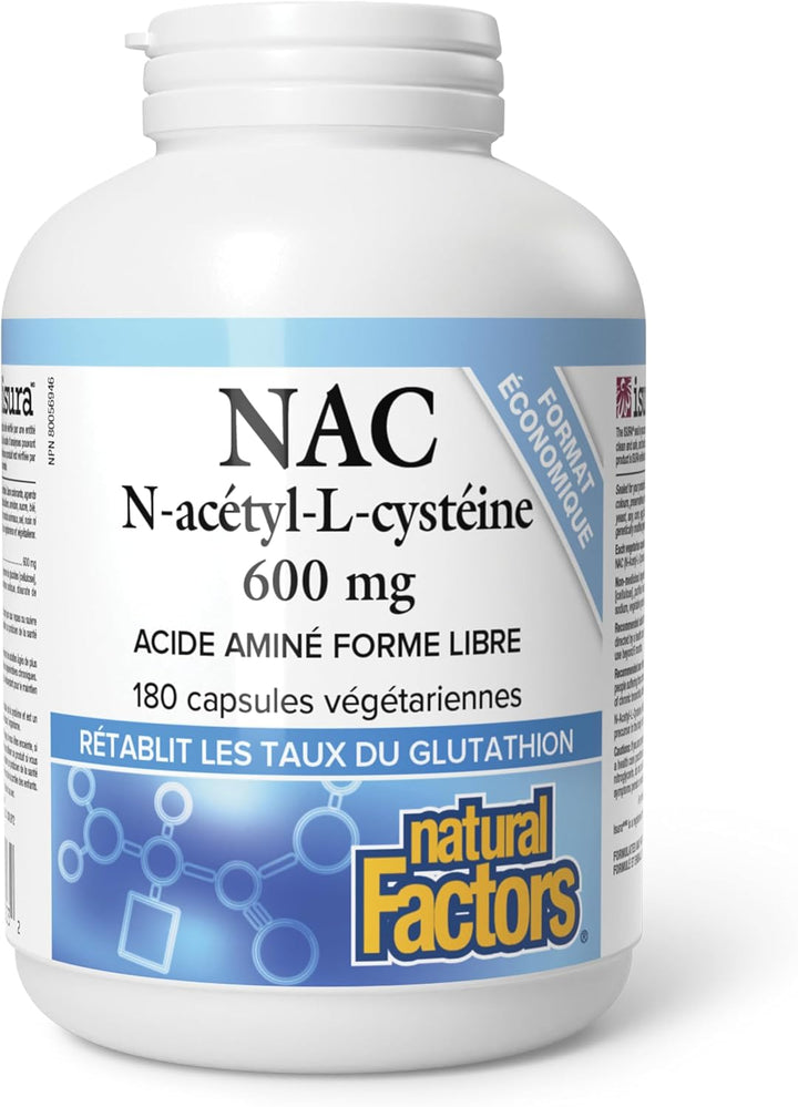 Natural Factors – NAC – 600 mg – 180 Capsules