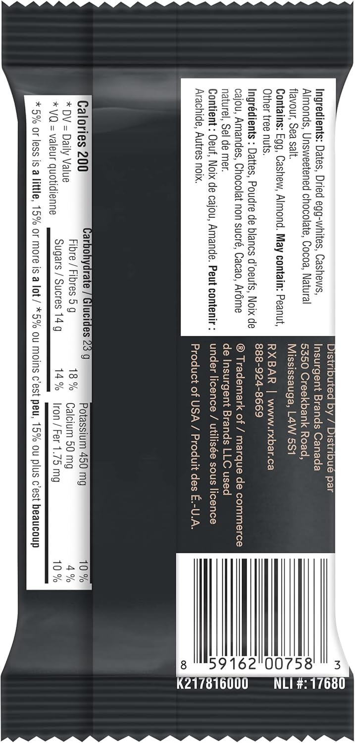 RXBAR – Barre protéinée – Chocolat sel de mer – 12 x 52 g