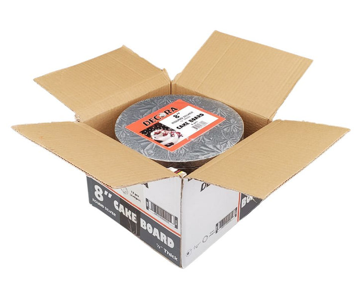 Decora - 8" Round 1/2" Thick Cake Board - Silver - RS-98602