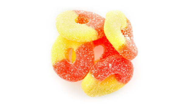 Gummy Sour Peach Rings - 18 LB Box