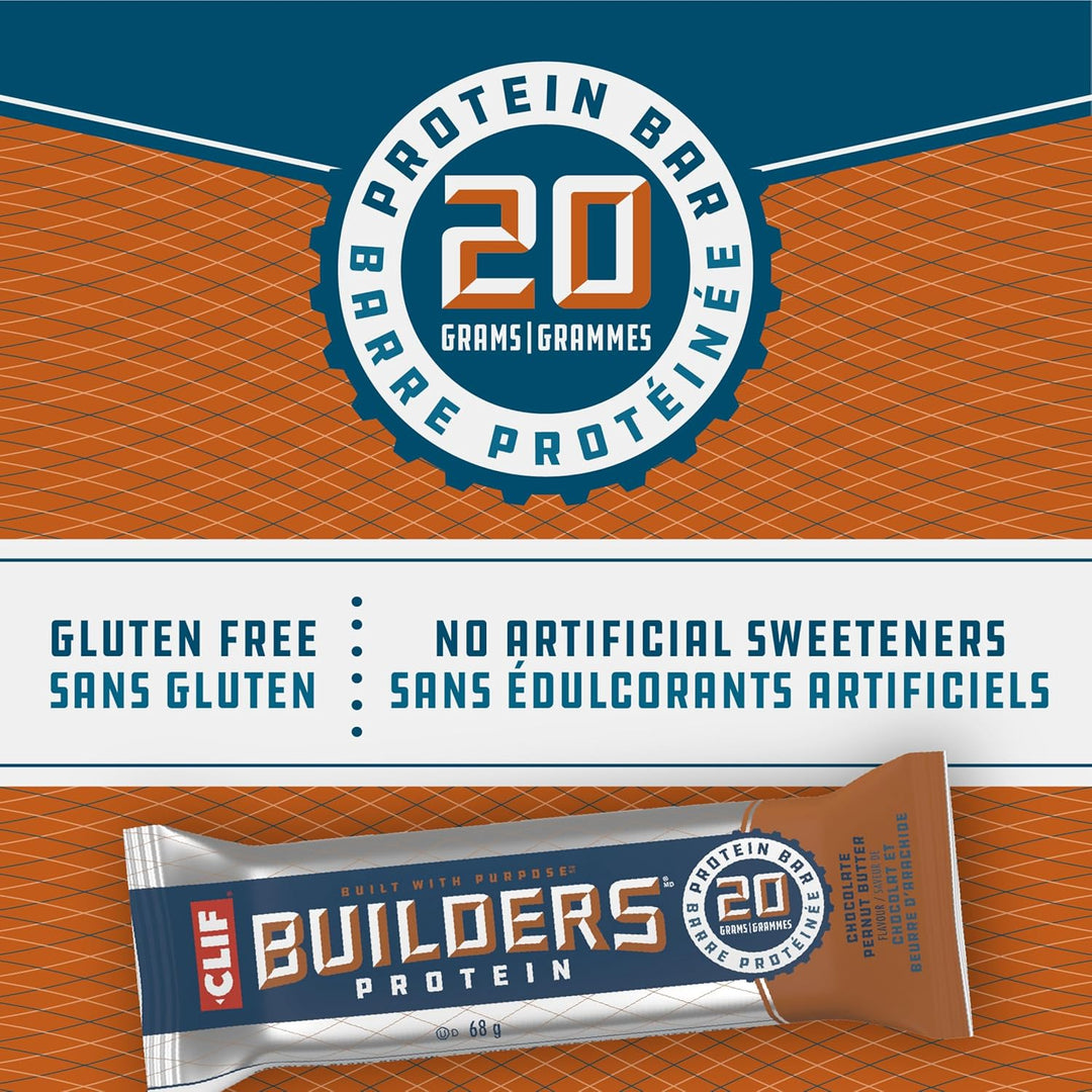 Clif Builders – Barres protéinées – Chocolat et beurre de cacahuète – Pack de 12