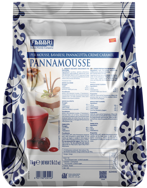 Fabbri PANNAMOUSSE - Base for Pastry - 6 x 1 KG (2.2 lb) - Fabbri Canada