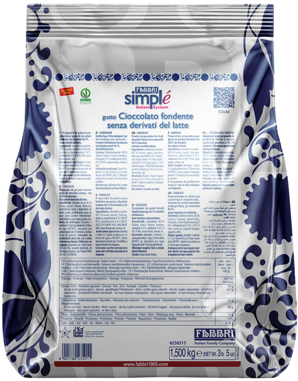 Fabbri Simple Dark Chocolate SDL - Simple One Step Pastes and Powders - 10 x 1.5 KG - Fabbri Canada
