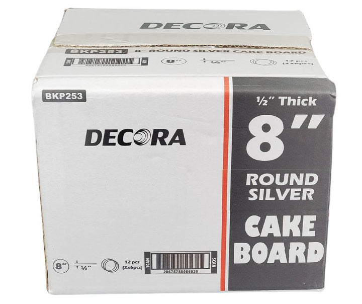 Decora - 8" Round 1/2" Thick Cake Board - Silver - RS-98602