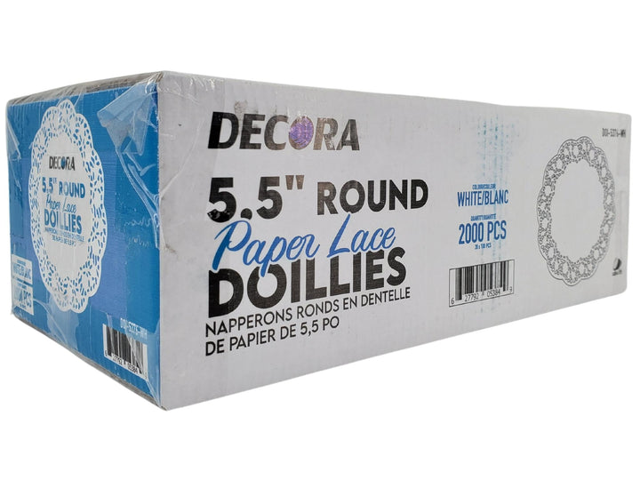 Decora - 5.5" Round Paper Lace Doilies, White - DOI-5376-WH