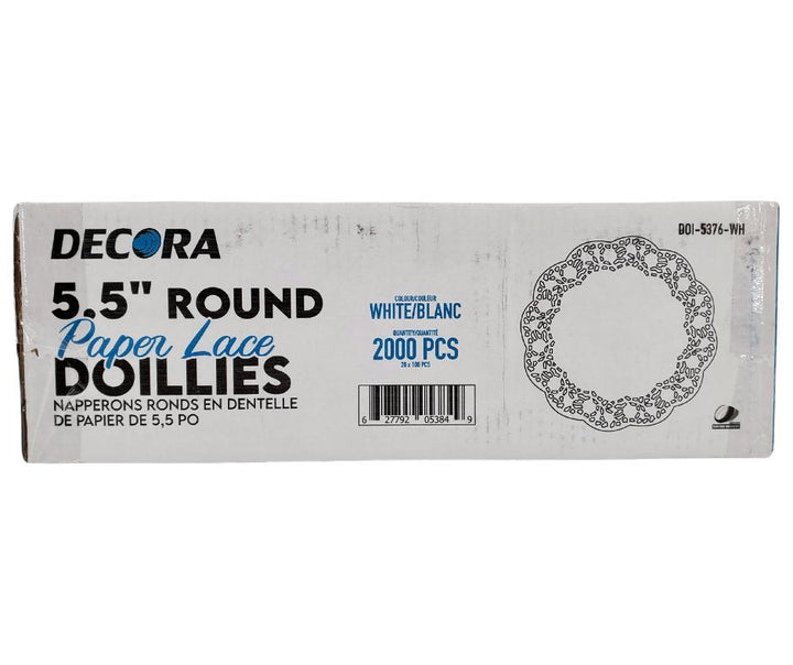 Decora - 5.5" Round Paper Lace Doilies, White - DOI-5376-WH
