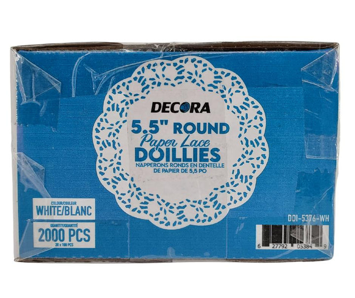 Decora - 5.5" Round Paper Lace Doilies, White - DOI-5376-WH