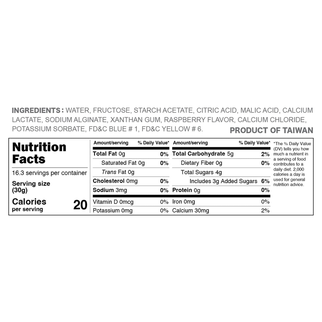 Blue Raspberry Sour Bursting Boba Ingredients and Nutritional Information