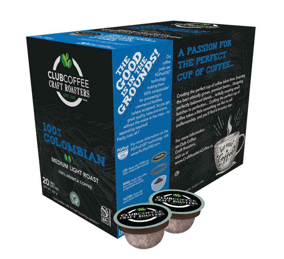 Club Coffee Craft Roasters | 100% Colombian Single Serve Pods
