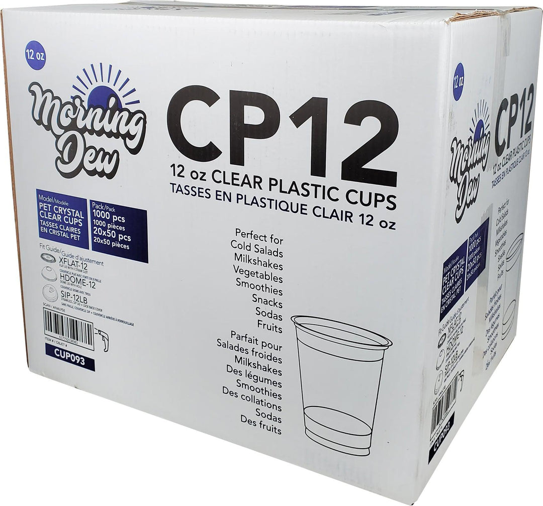 Morning Dew - Gobelet transparent en PET de 355 ml (12 oz) - 92 mm - 20 x 50 unités