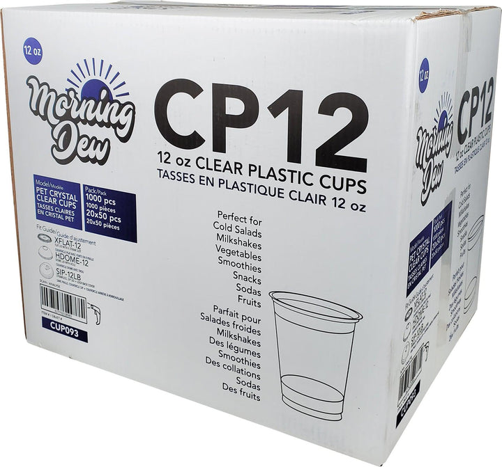 Morning Dew - Gobelet transparent en PET de 355 ml (12 oz) - 92 mm - 20 x 50 unités