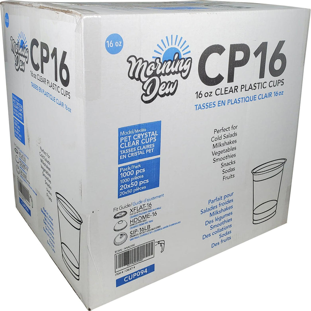 Morning Dew - Gobelet en plastique PET transparent de 473 ml (16 oz) - 20 x 50 unités