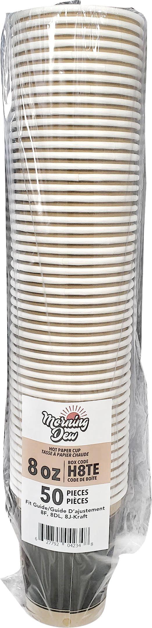 Morning Dew - Tasses à café en papier pour boissons chaudes - 8 oz - Impression ébène - 20 x 50 unités