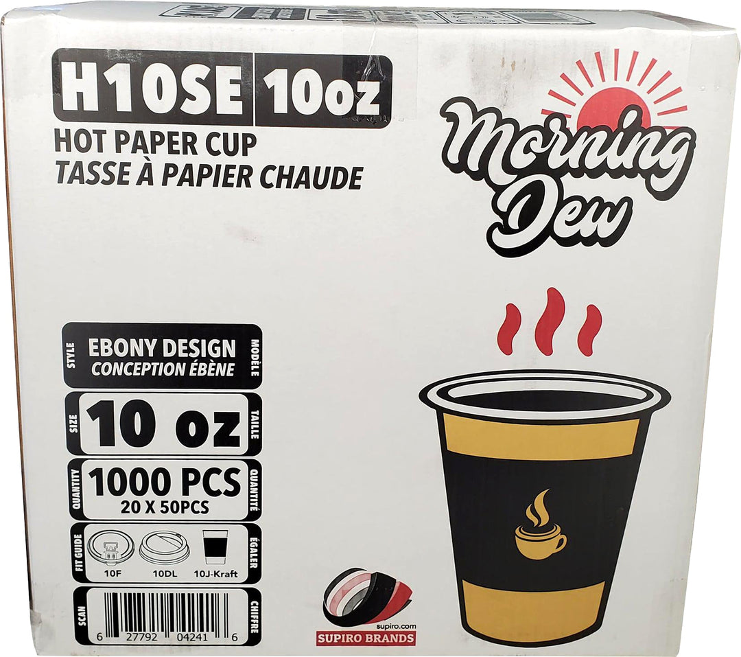 Morning Dew - Tasses à café en papier pour boissons chaudes - 296 ml - Impression ébène - 20 x 50 unités