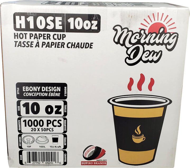 Morning Dew - Tasses à café en papier pour boissons chaudes - 296 ml - Impression ébène - 20 x 50 unités