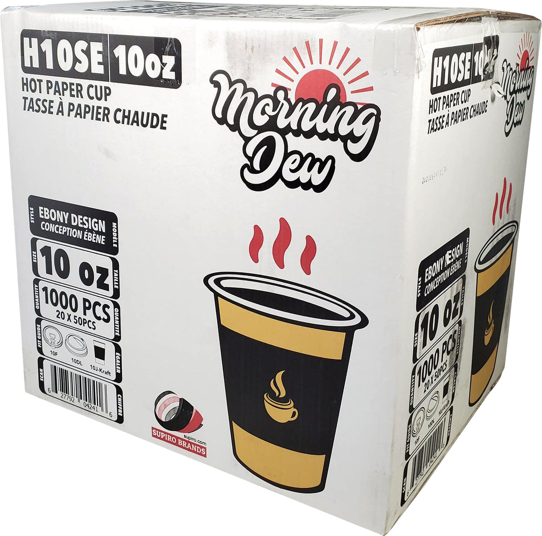 Morning Dew - Tasses à café en papier pour boissons chaudes - 296 ml - Impression ébène - 20 x 50 unités