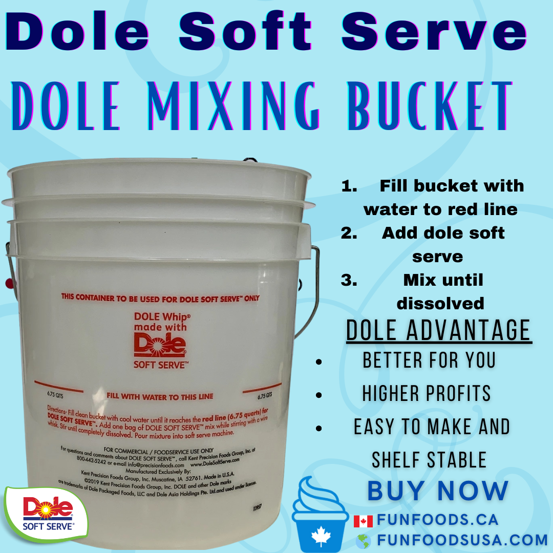 Service doux Frostline | Service doux Dole | Seau à mélanger, couvercle et fouet pour granité - Ensemble de mélange