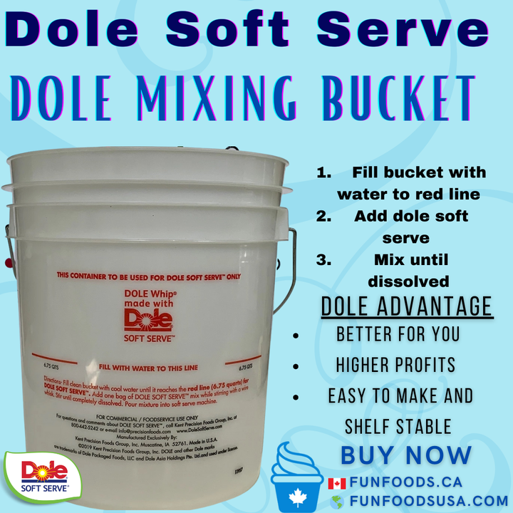 Service doux Frostline | Service doux Dole | Seau à mélanger, couvercle et fouet pour granité - Ensemble de mélange