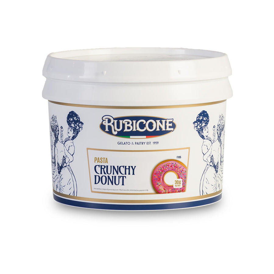 Rubicone Paste 3KG Crunchy Donut container on a white background