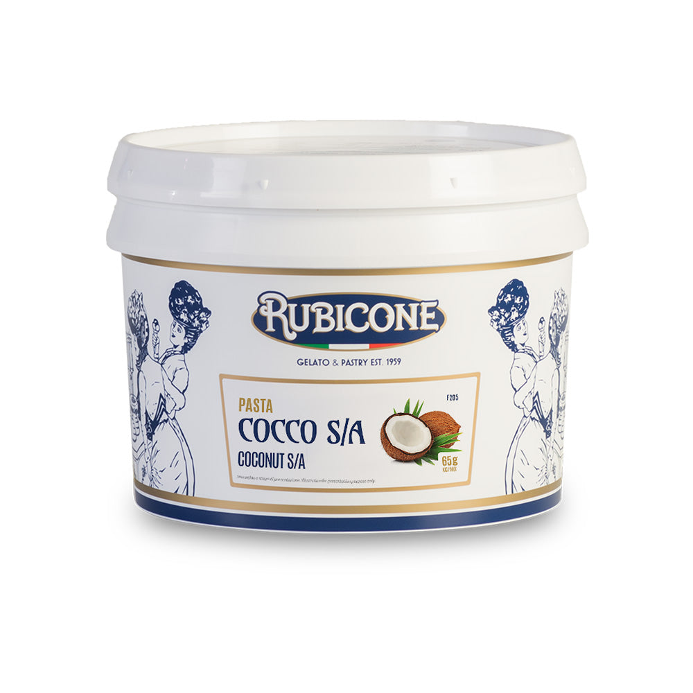 Coconut S/A Gelato Paste 3 KG Bucket on a white background - Rubicone Canada - Canadian distribution