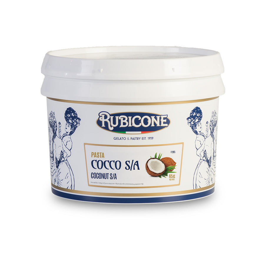 Coconut S/A Gelato Paste 3 KG Bucket on a white background - Rubicone Canada - Canadian distribution