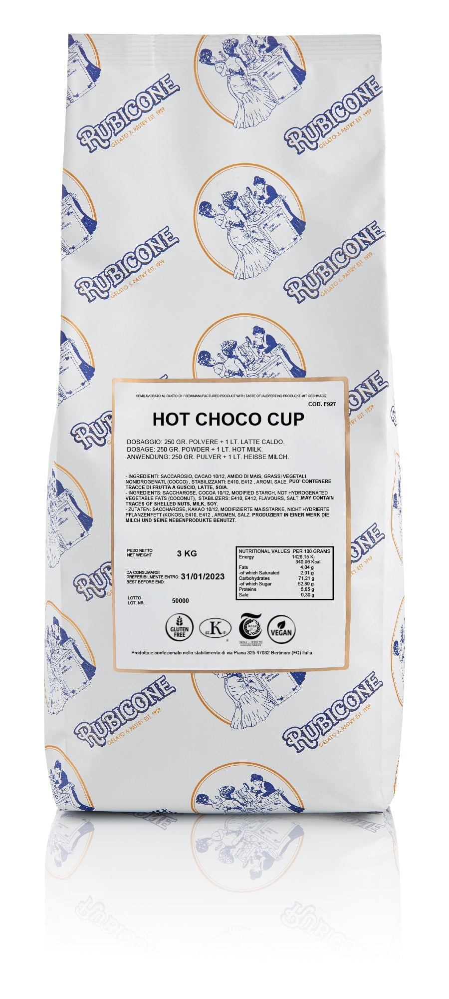 Rubicone Hot Choco Cup 3 KG bag on a white background