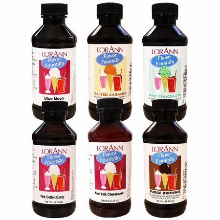 Flavor Fountain Dessert Variety Pack - 6 x 4 oz Flavour Pack - Ice Cream and Beverage Flavors - LorAnn Oils - Canadian Distribution