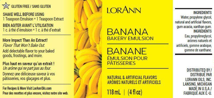 Banana Bakery Emulsion - 4 oz. - 16 oz., 1 Gallon, 5 Gallons - Bakery Emulsions Canada