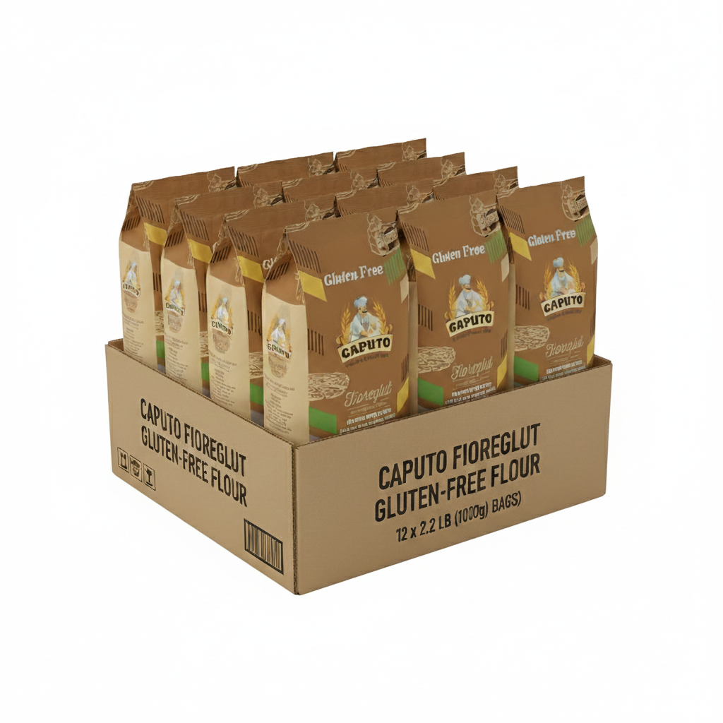 Box of Caputo gluten-free flour bags on a white background distributed in Canada by Fun Foods Canada