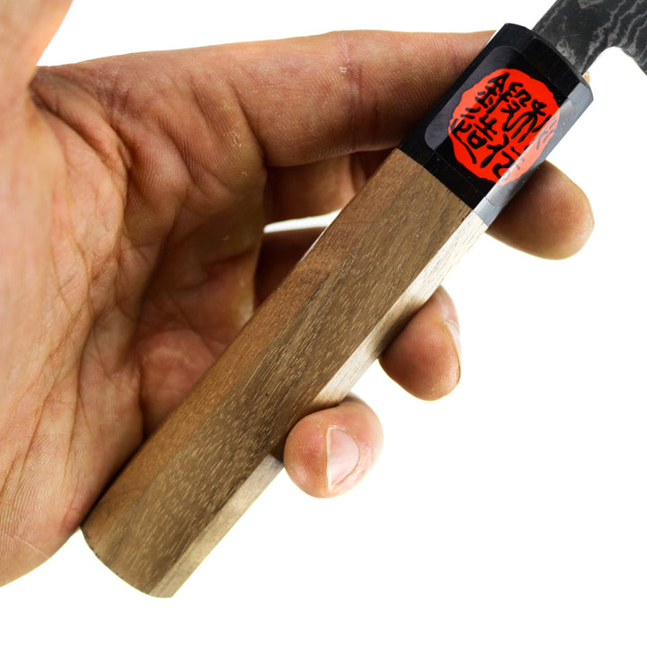 Couteau de cuisine japonais en acier damassé R2 de Shigeki Tanaka, 135 mm