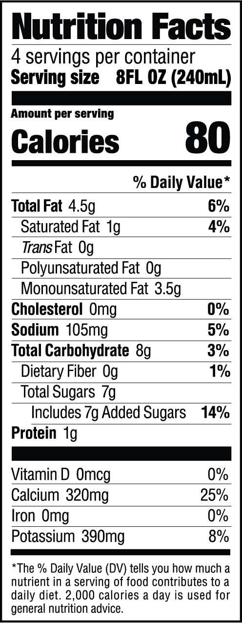 Milkadamia Barista Nutritional Info Canada
