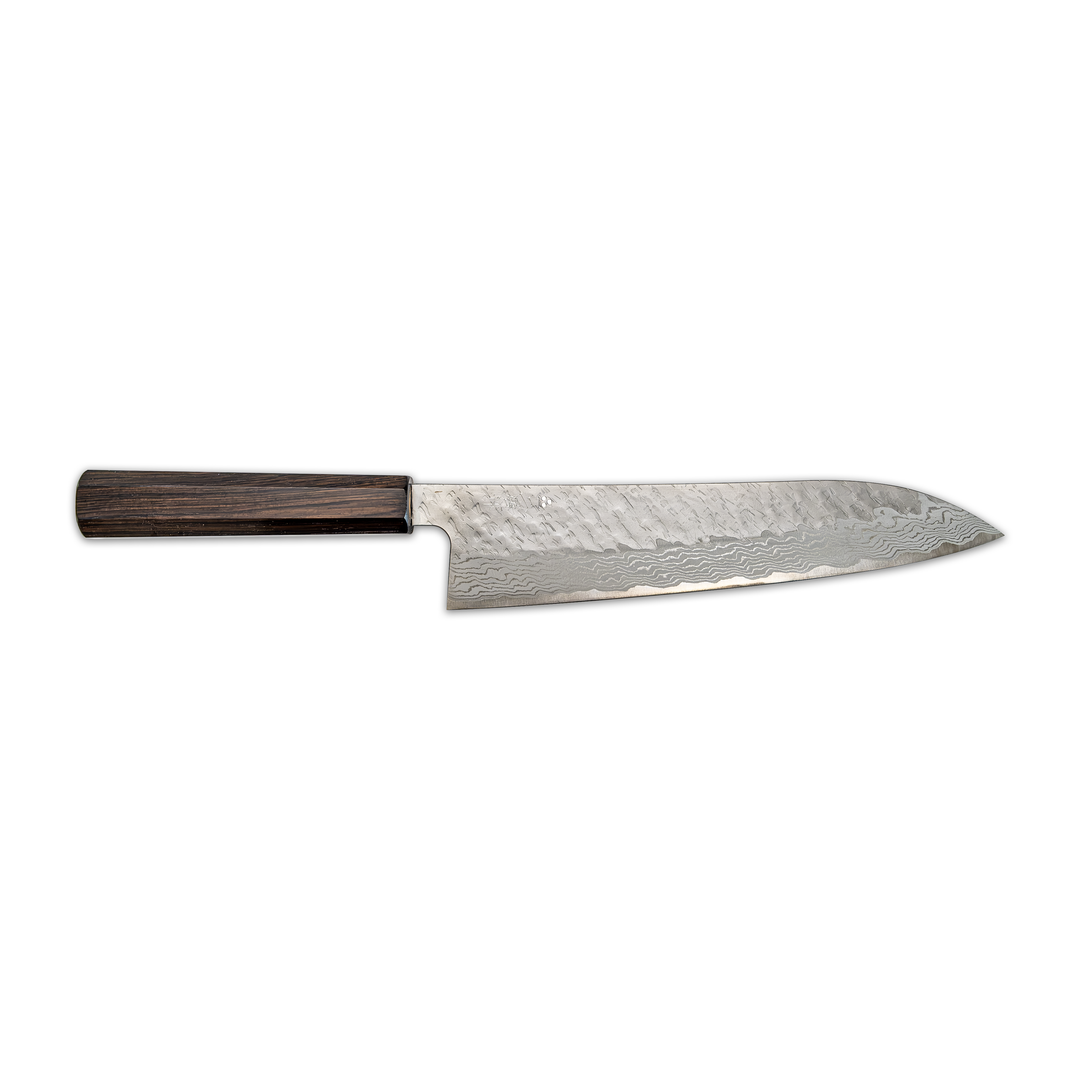 Couteau Gyuto 235 mm en acier damassé Tsuchime de Nigara Hamono