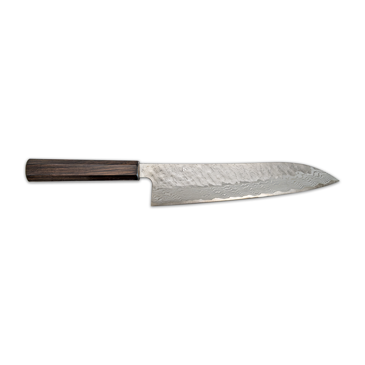 Couteau Gyuto 235 mm en acier damassé Tsuchime de Nigara Hamono