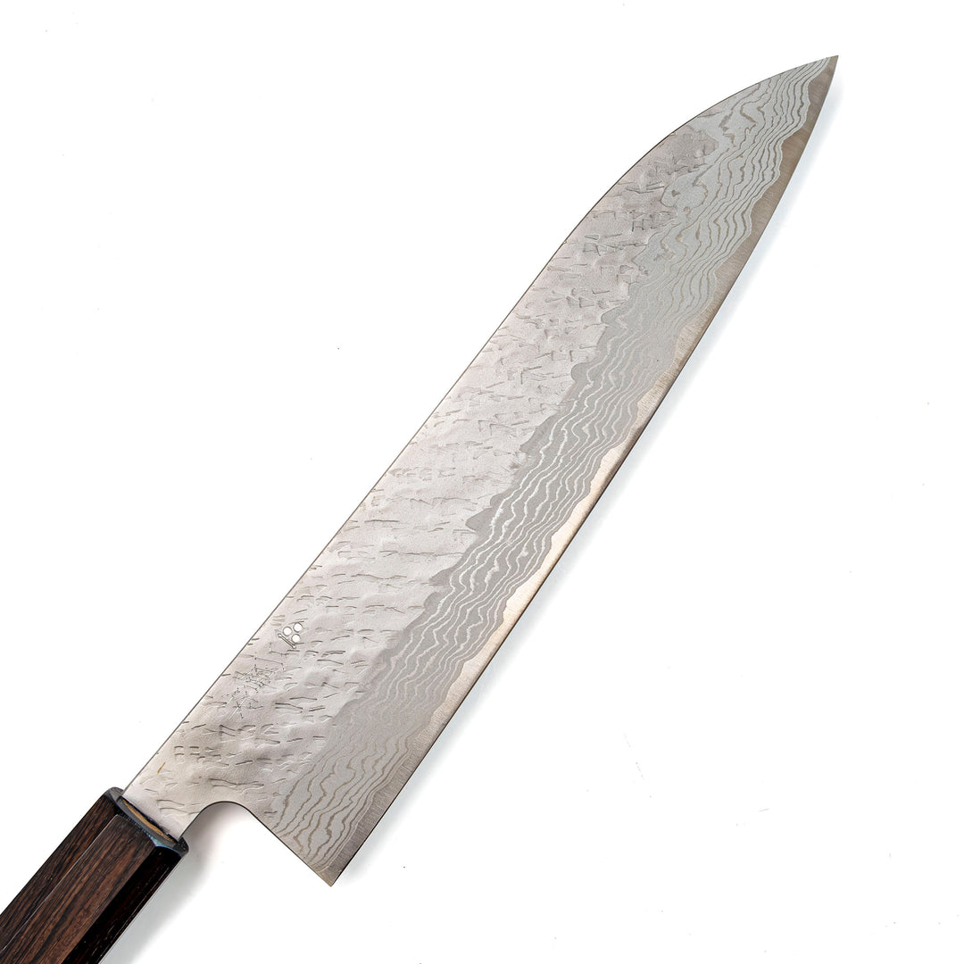 Couteau Gyuto 235 mm en acier damassé Tsuchime de Nigara Hamono