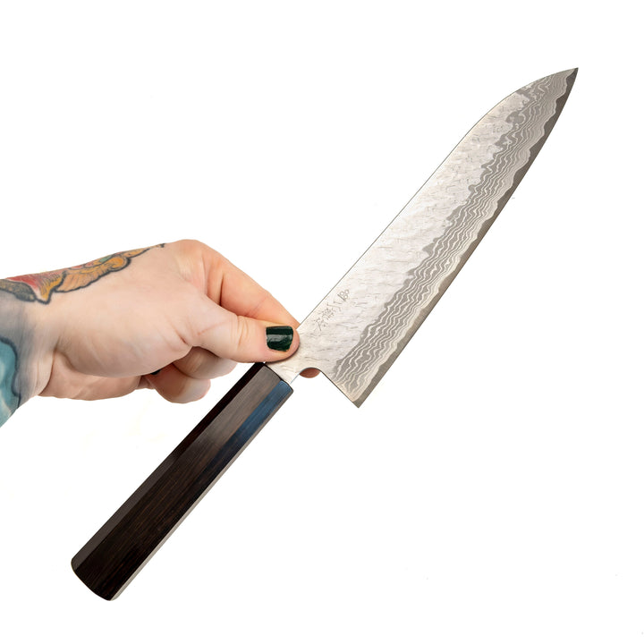 Couteau Gyuto 235 mm en acier damassé Tsuchime de Nigara Hamono