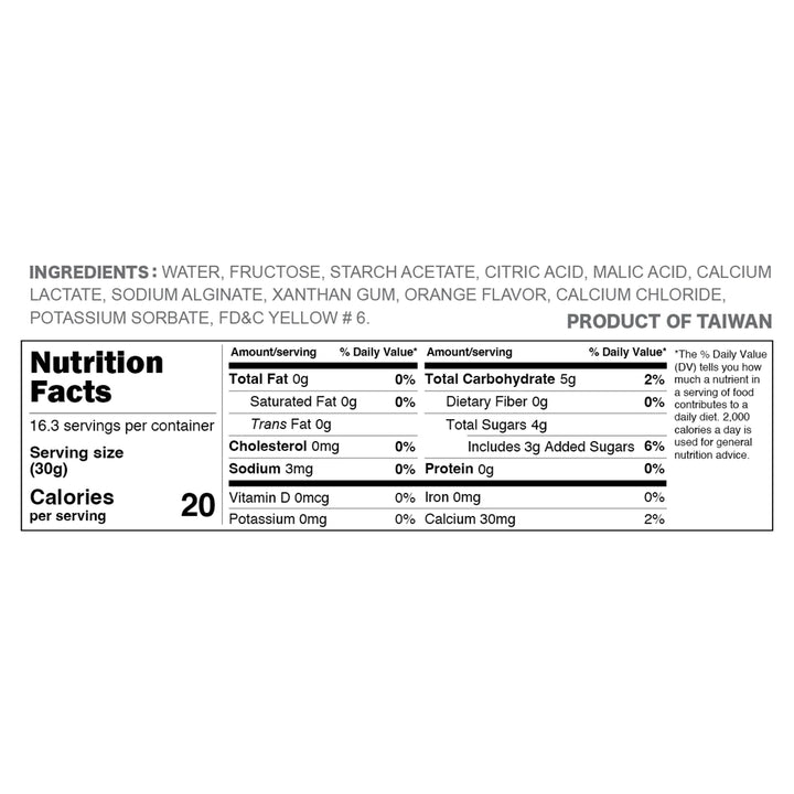 Nutritional Info and Ingredients Orange Sour Bursting Boba | Sour Popping Boba