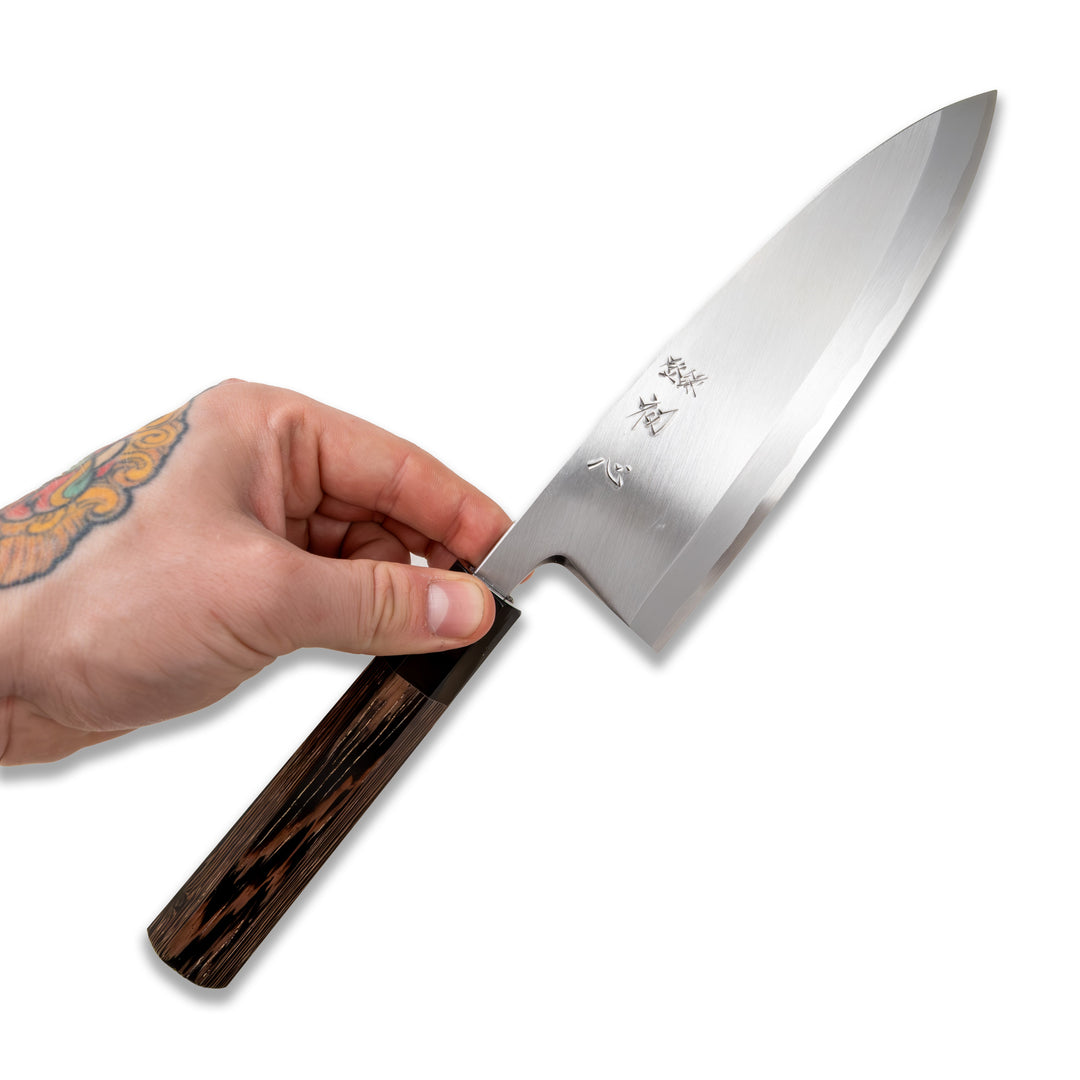 Couteau de cuisine japonais Deba 185 mm, série Hatsukokoro Shirasagi Migaki