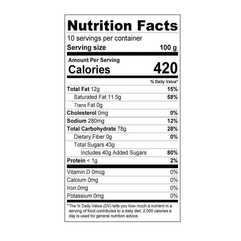 Snow Ice Powder - Taro | 2.2 lbs. bag Nutritional Info