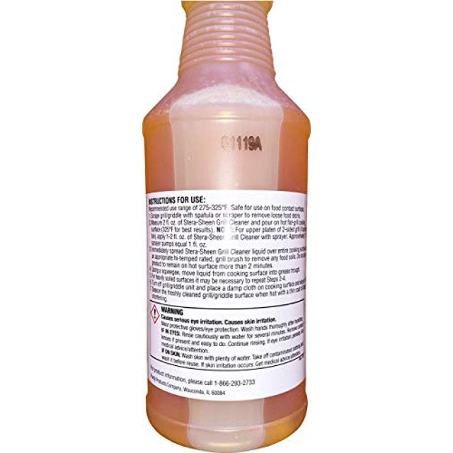 Stera Sheen - Grill Cleaner - Food Safe, Non-Caustic Formula - Restaurant & Cafe Quality Cleaner for Flat Top Grills and Griddles - Eliminate Tough Encrusted Grease - 32 fl oz Bottle (1 count) 32 Fl Oz (Pack of 1)