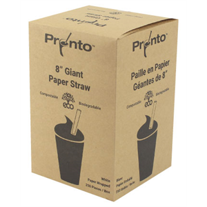 Box of Unwrapped White Paper Straws
