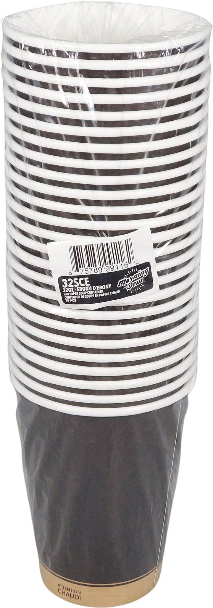 Morning Dew - 32 oz Paper Soup Container - Ebony Print - 20 x 25 count